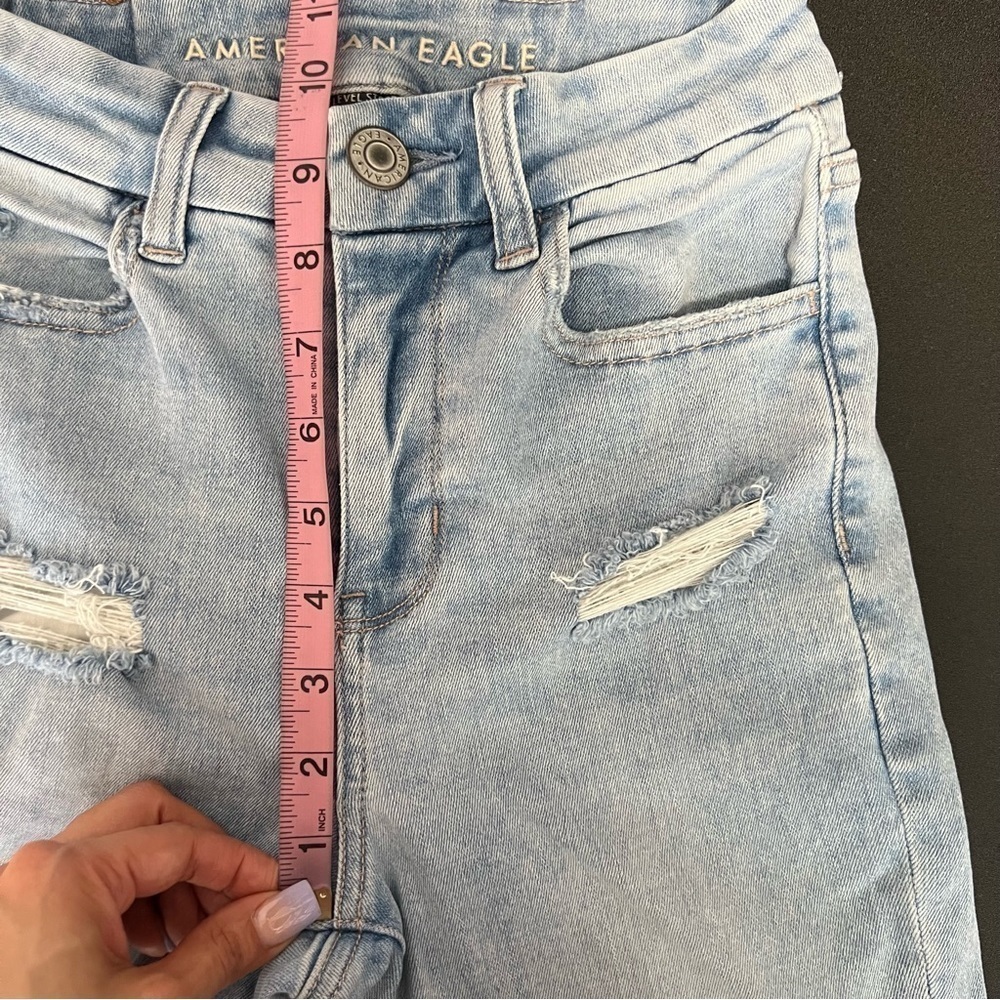 American Eagle Jeans Women 00 R Curvy Hi Rise Jegging light distressed b22 - Picture 9 of 10